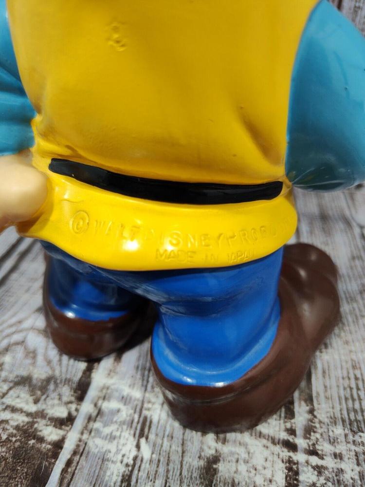 Vintage Walt Disney Productions Happy 3 Dwarf Snow White Vinyl 8" Squeaker Japan - Picture 8 of 12